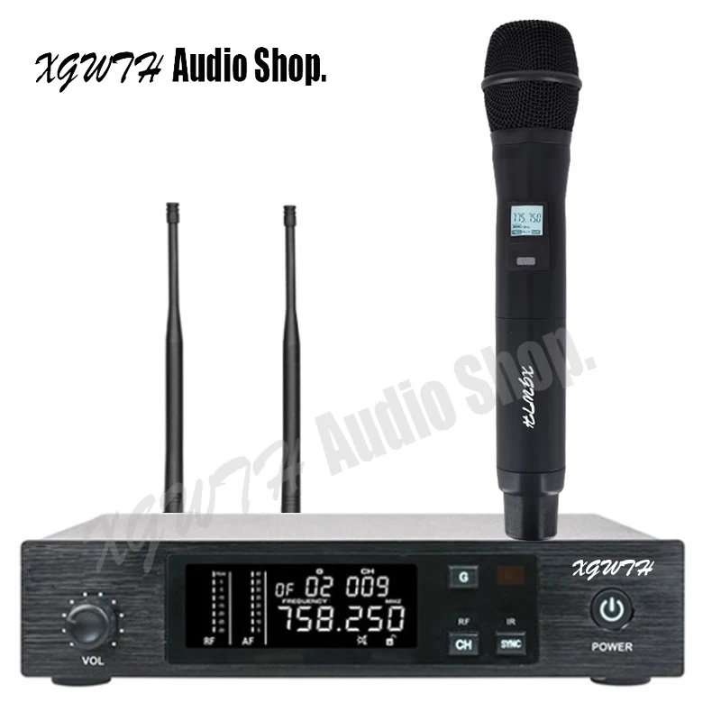 UHF Handheld Karaoke Microphone Wireless Professional System 100 Channel Frequency Adjustable Cordless For DJ Church