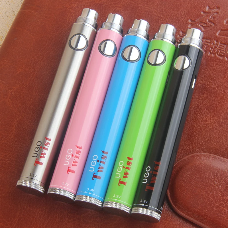 5 sztuk/partia UGO Twist bateriów 650/900mah Vape Pen elektroniczny papieros boczny ładunek Evod Twist 3.3-4.8 zmienne napięcie