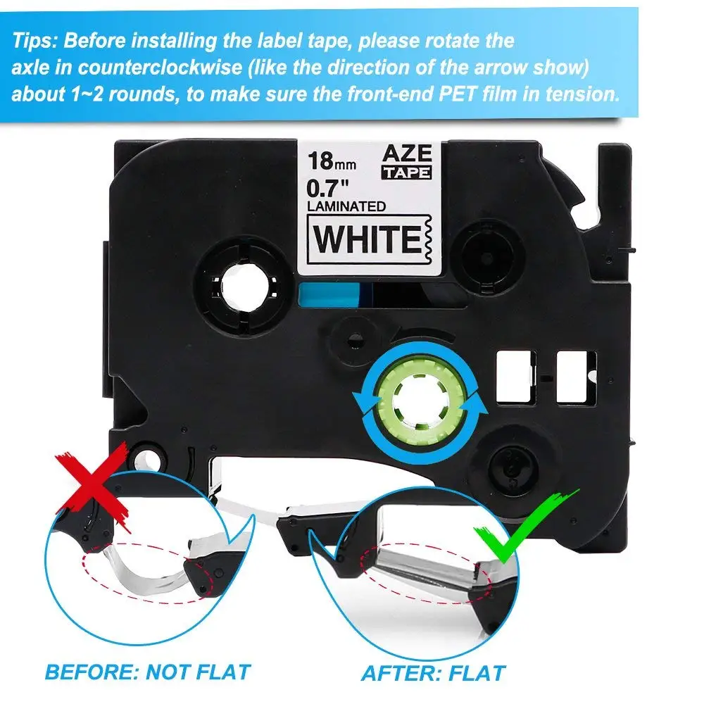 Compatibile per Brother TZe-241 nastro per etichette laminato tze241 tze641 18mm nero su nastro bianco tze-141 tz-241 stampante per etichette TZ-241