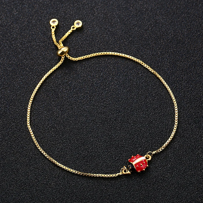 Fashion Classic Animal Magic Ladybug Lady Lucky Adjustable Child Size Bracelet Charm Female Gift Party Jewelry Wholesale