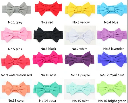 Nishine 19 Colors Cotton Elastic Newborn Solid Color Headband Bowknot Hair Band Children Infant Headband Bandeau Bebe