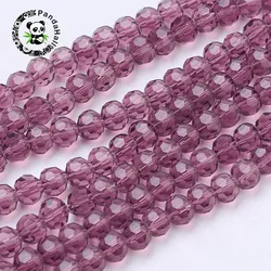 Pandahall 4/6/8mm Faceted Glass Beads Round Loose Spacer Beads for Jewelry Findings DIY Necklace Bracelet Making 10 Strands