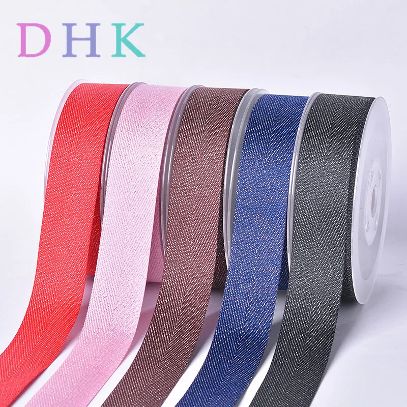 DHK 7 Color 5 Size options 50yards shiny silver purl twill Ribbon wedding packing Accessory headwear decoration Wholesale S871