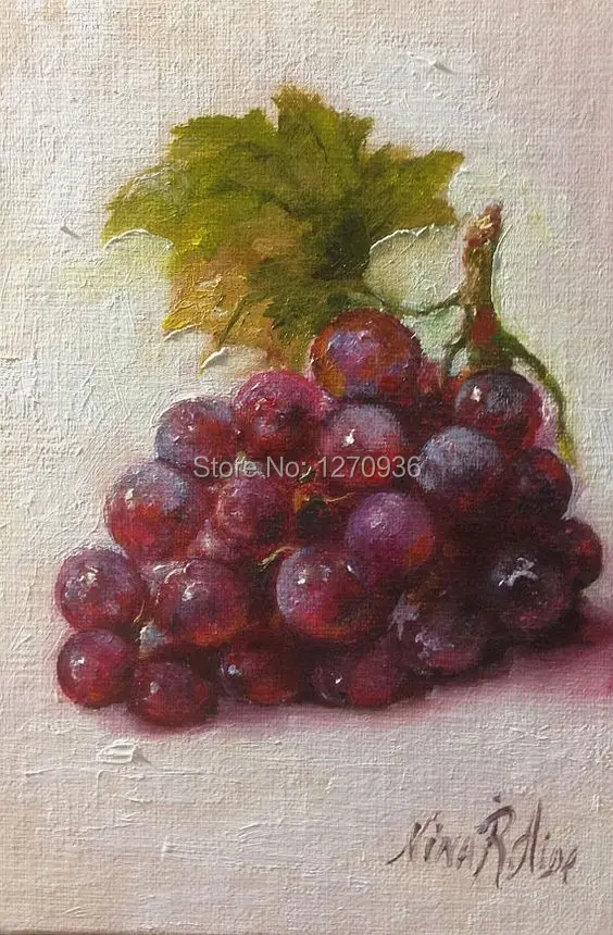 Hand Painted Still Life Oil Painting on Canvas Red Grapes Painting for Home or Restaurant Decoration Fruit Wall Oil Painting