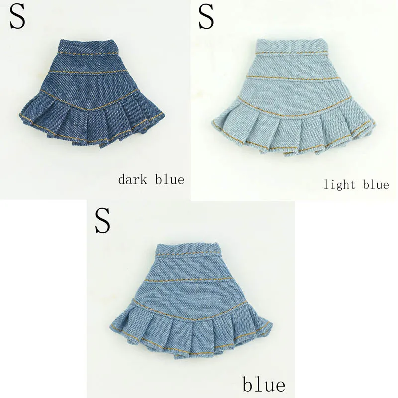 Blue Jeans Skirt Casual Wear Clothes For Blythe Doll Kids Toy A-line Skirt For Blyth Licca Doll Clothes 1/6 Doll Accessories