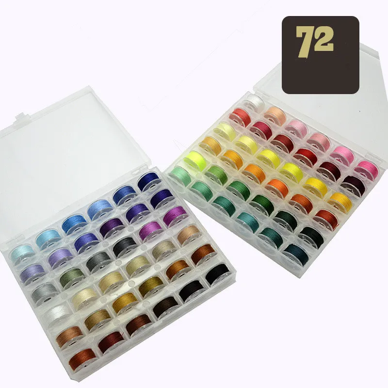 72 Pcs/Set Coloful Sewing Thread Máquina Plástica Bobinas Bordados Pré-ferida Bobinas Thread kit