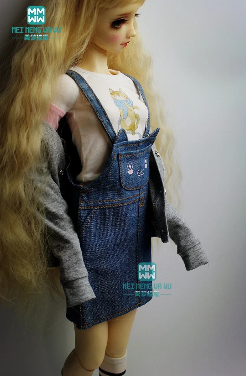 Bjd roupas de boneca vestido de menina para 1/3 bjd dd sd10 boneca fashion casual saia jeans camisa cardigan meias