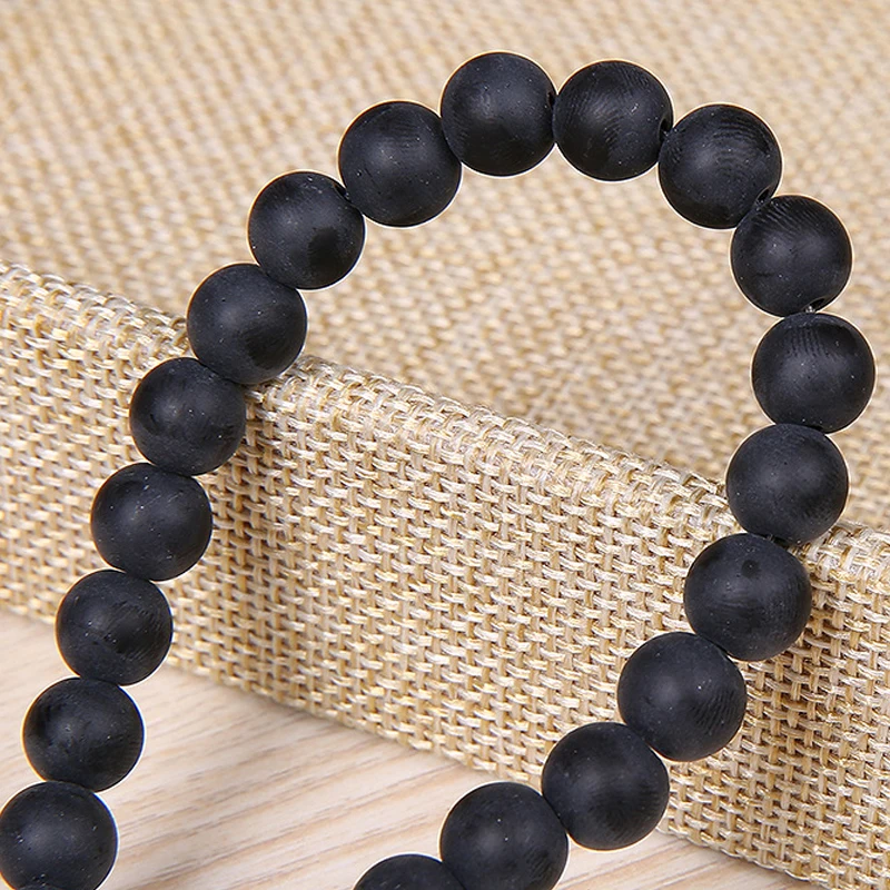 Dull Polacco Matte Black Onyx Agate Beads Perle Tonde In Pietra Naturale 15 "Strand 4 6 8 10 12 14 MM Per DIY Monili Che Fanno