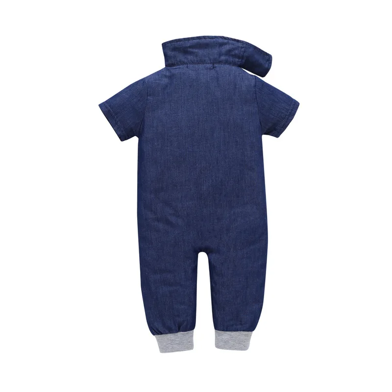 Newborn Baby Boys Girls 2023 Imitation Cowboy Jumpsuit Baby Clothes Climb Short Sleeve Jumpsuit Autumn Spring Clothes Outfits