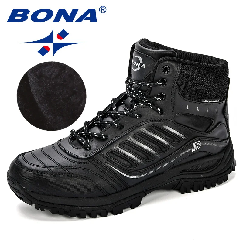 BONA-Mid-Top Split Leather Sneakers para homens, sapatos de caminhada, botas de trekking confortáveis, trilha, camping, escalada, caça, tênis ao ar livre