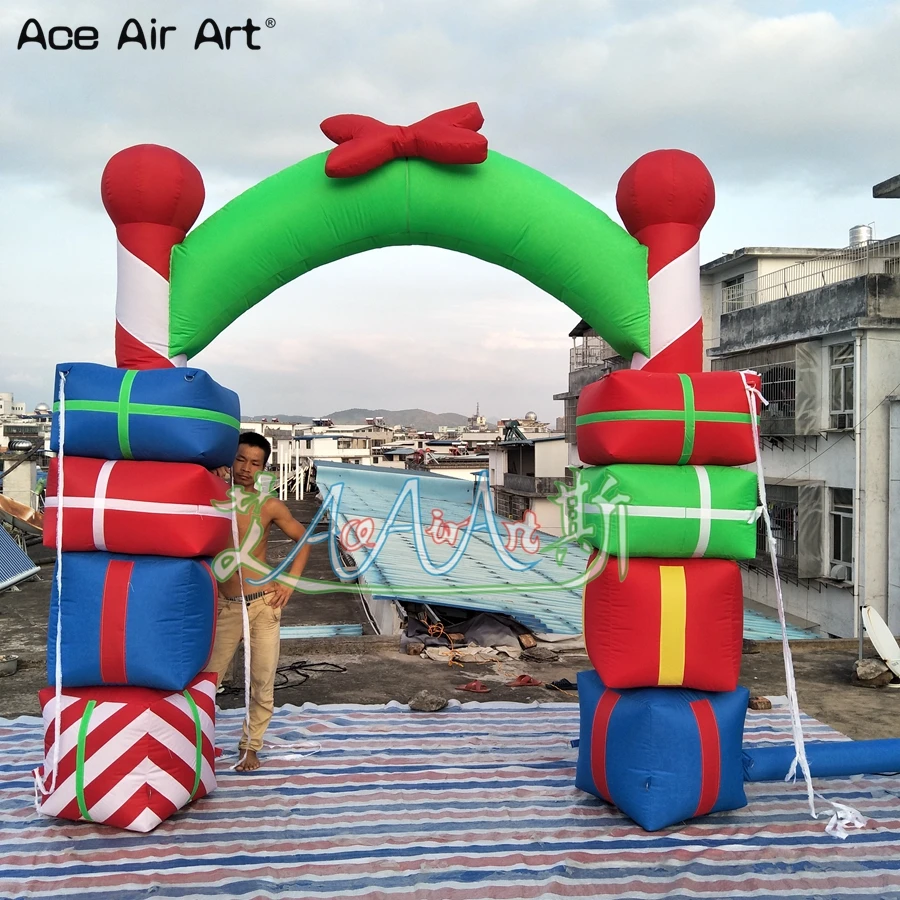 

Customized 3m W Colorful Inflatable Christmas Arch Oxford Material Festival Gift Archway Gantry by Ace Air Art