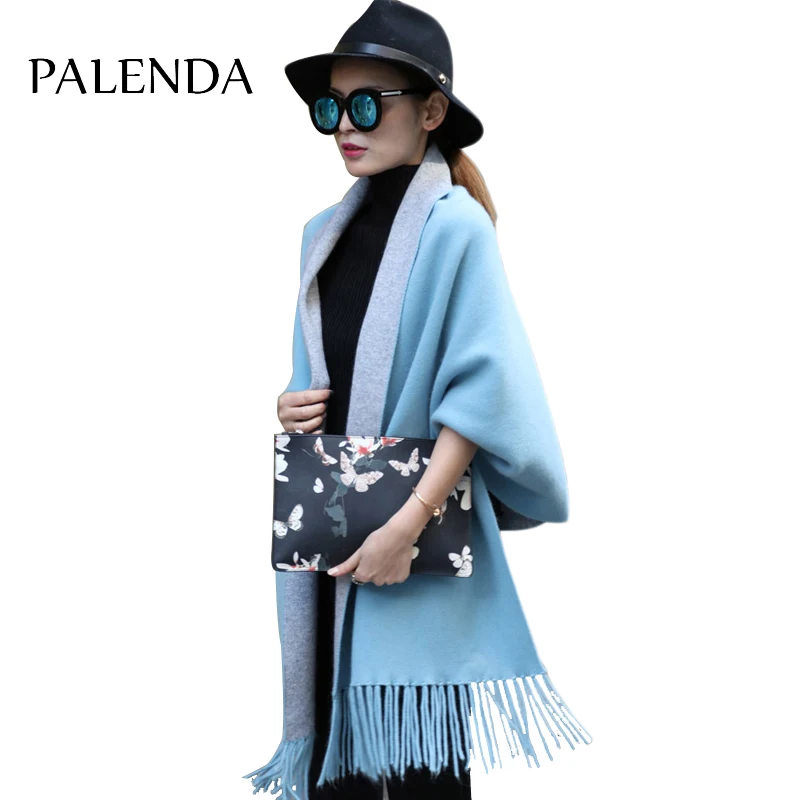 

Women's double faced marten velvet overcoat cardigan batwing shirt tassel cloak cape sweater outerwear female Mink Cashmere