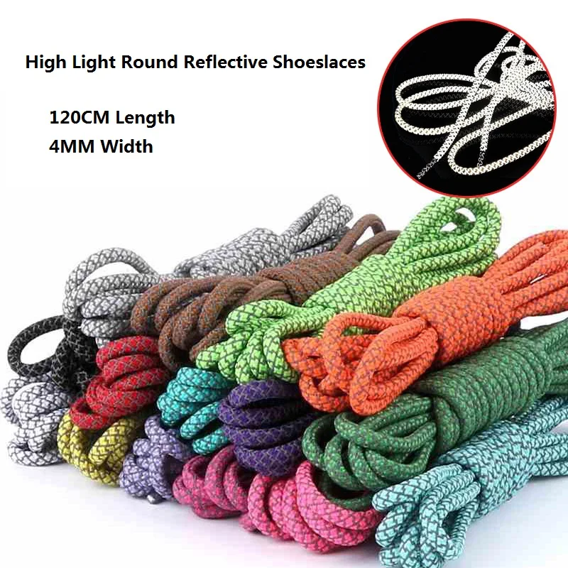 120cm Traffic Safety Highlight Reflective Shoelace Round Sneakers Starry Warning Webbing Strip