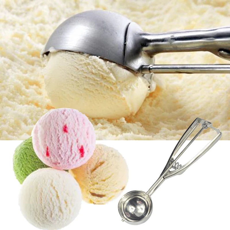 WALFOS 4CM 5CM 6CM Kitchen Ice Cream Mash Potato Scoop  Food Grade Stainless Steel Spoon Spring Handle Kitchen Accessories