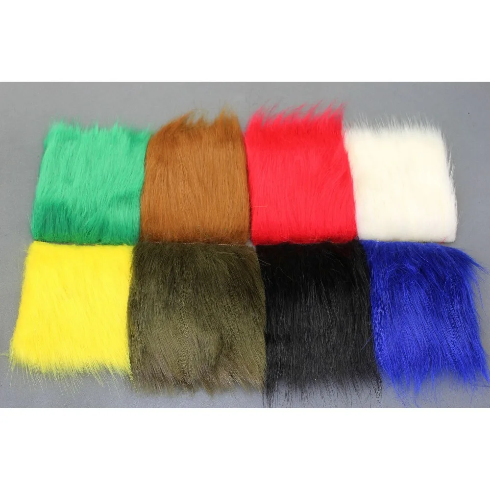 Tigofly 8 pcs 8cmX8cm Furabou Craft Fur 8 Plain Colors Synthetic Fiber Streamer Tail Wing Fly Fishing Tying Materials