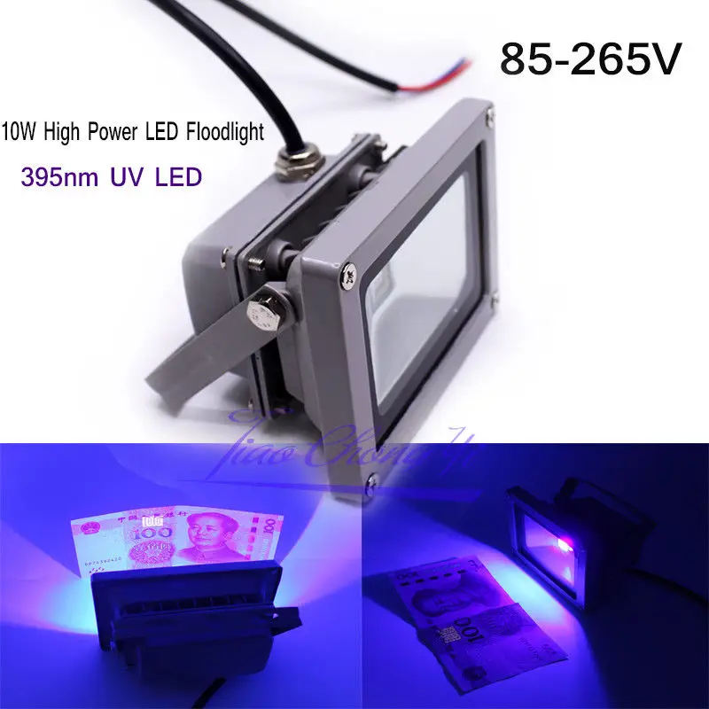 Outdoor 10W IP65 High Power LED Floodlight UV Light 85-265V 395-400nm purple light  New