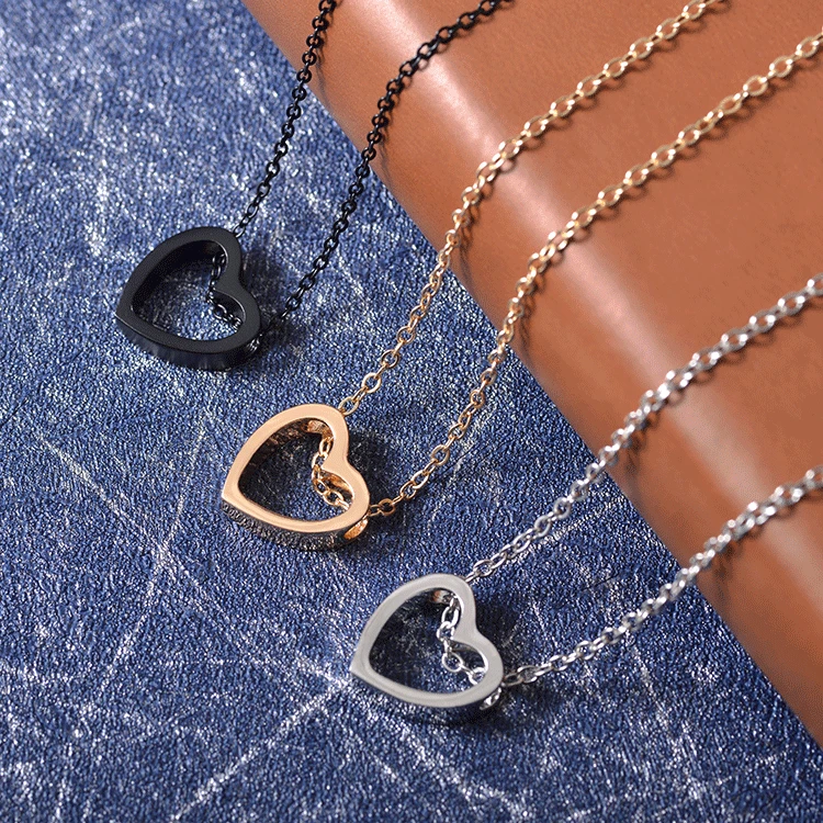 Tiny Heart Necklace For Women Stainless Steel Heart Shape Pendant Necklace Gift Ethnic Bohemian Choker Necklace Drop Shipping
