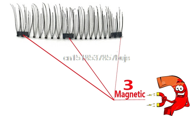 MB New magnetic eyelashe with 3 magnets handmade 3D/6D magnetic lashes natural false lashes faux cils magnetiqu