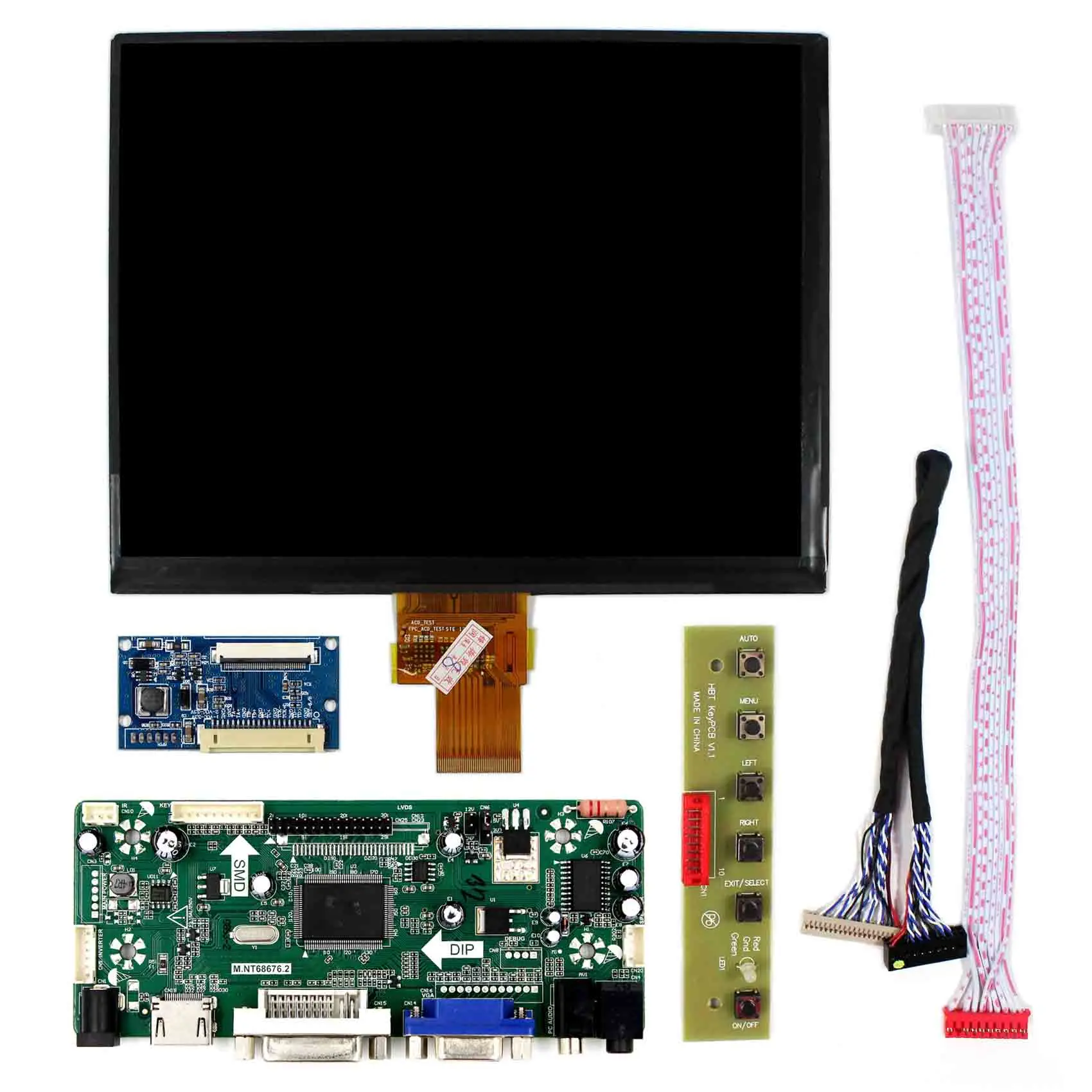 HD MI+DVI+VGA+Audio LCD Control Board+8inch 1024x768 HJ080IA-01E IPS LCD Panel