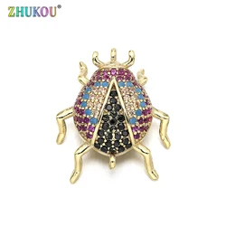 18*21mm Handmade Micro Pave Cubic Zirconia Beetle Charms Connector for Diy Jewelry Findings, Hole: 1mm, Model: VS259
