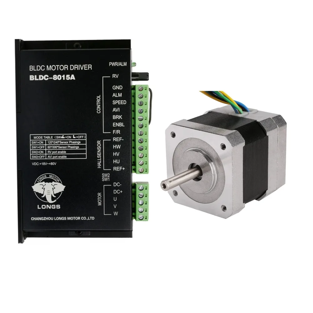 

Free Ship US&US Ship Brushless DC Motor 26W 24V Nema17 4000RPM 42BLF01 Driver BLDC-8015A CNC Router Plasma Medical