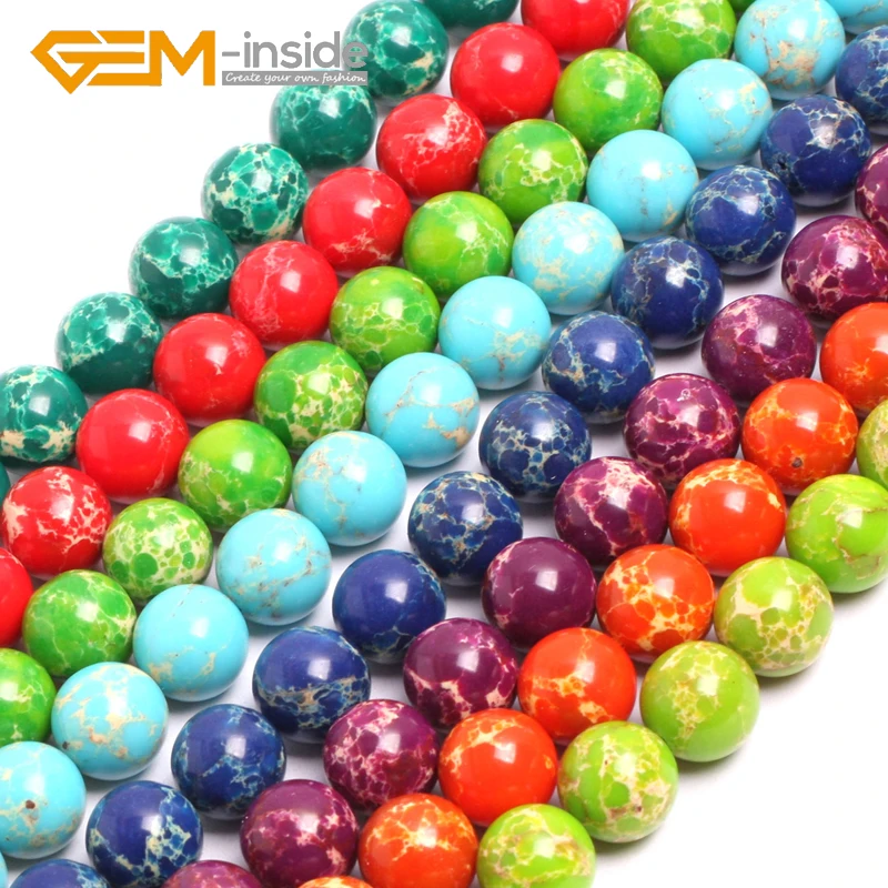 Gem-inside Multicolor 14mm Sea Sediment Jaspe r Beads DIY Beads For Jewelry Making Strand 15 inches DIY !Free Shipping NEW !!