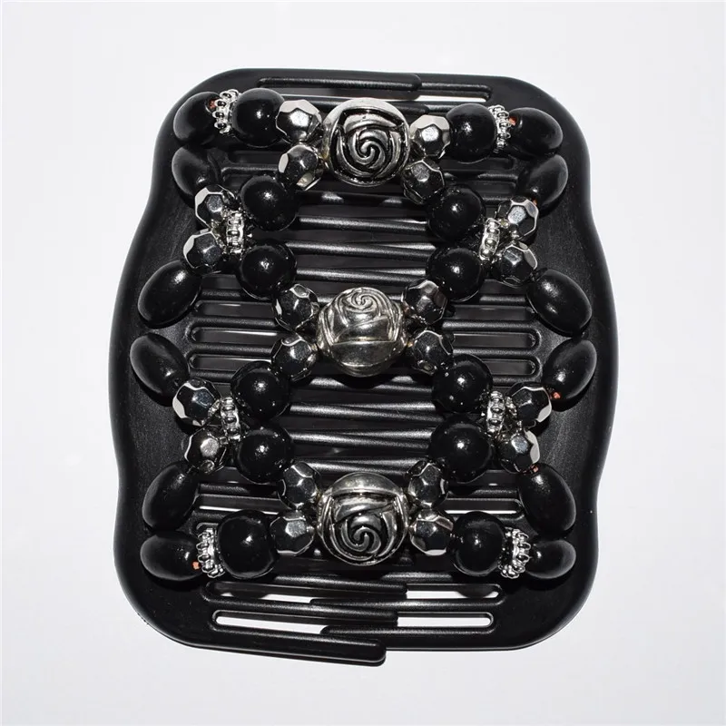 

standard comb silver rose flower black beads 20pcs/lot magic comb