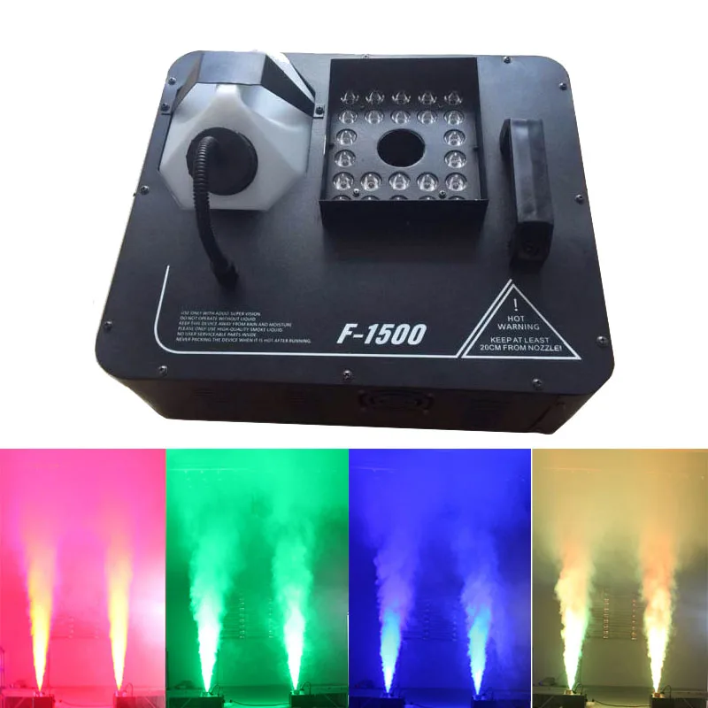 1500W DMX Fog Machine 24x9W LED RGB Pyro Vertical Smoke Machine Professional Fogger For Stage Party Club Halloween Equipment