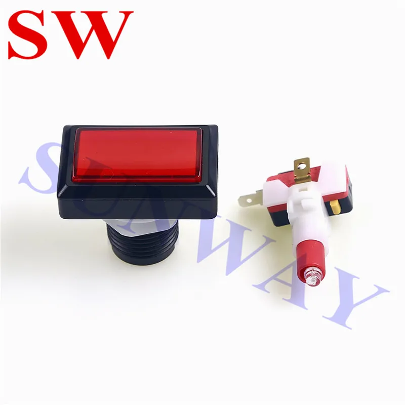 Interruptor de botón reatangle con luz indicadora, pulsador LED iluminado para Arcade, 50x33mm, 10 unids/lote
