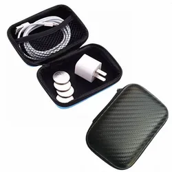 1PC Black Portable Mini Box Zipper Coin Earphone Accessories Storage Box Small Item Storage Bags