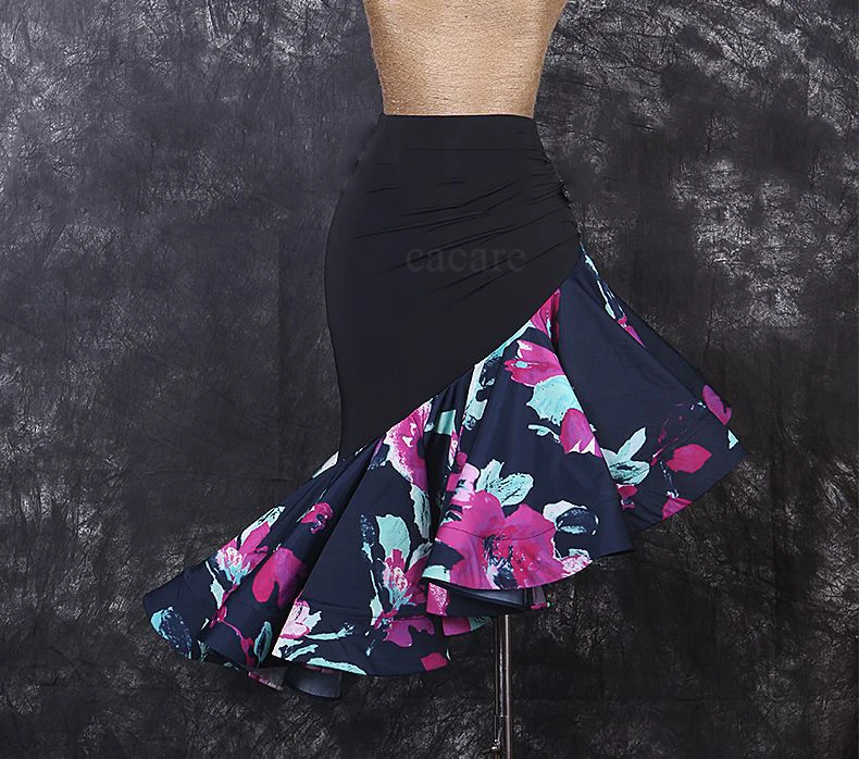 Latin Dance Skirt Women for Latin Fringe Salsa Dance Competition Dresses Dancing Skirt of Woman D0028 Ruffled Fluffy Hem