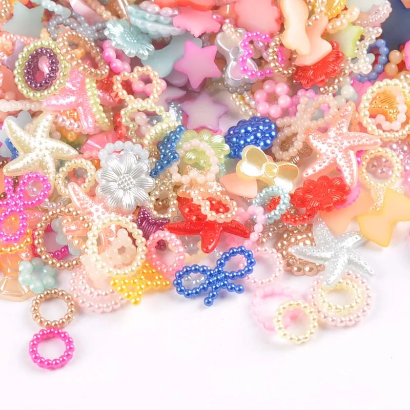 20-200Pcs 혼합 라운드 플랫백 수지 카보숑 장식품 어린이 모자를 위한 바느질 공예품 YK0729