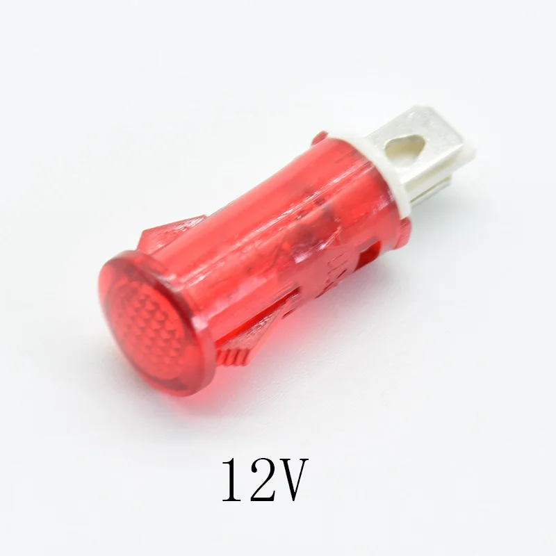 10Pcs Signal Lamp Panel Mounting Neon Indicator Red Green Yellow Lights 220V  12V/24VDC 10mm MDX-11A Pilot Guiding