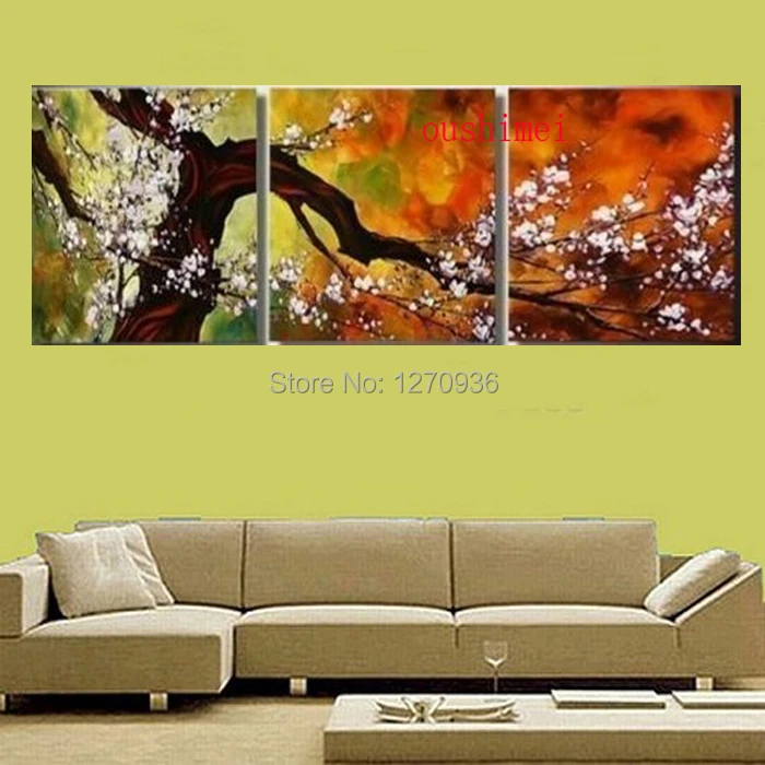 Hand Painted Oil Painting On Canvas Plum Blossom Tree Wall Art Pictures For Living Room Wall Decor Hang Paintings Craft