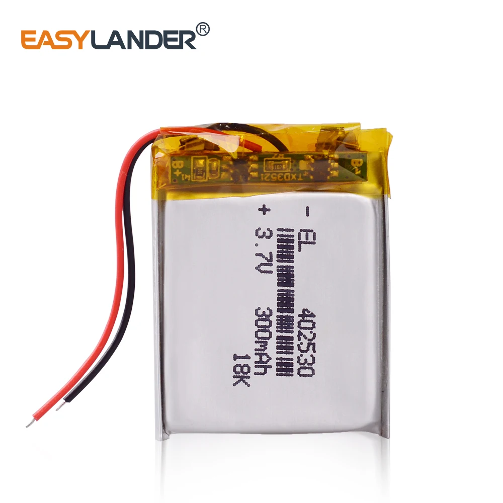 3.7V 300mAh 402530 Rechargeable Lithium Li-ion Li Polymer Battery For mp3 player headphones recorder cameras car dvr headsets