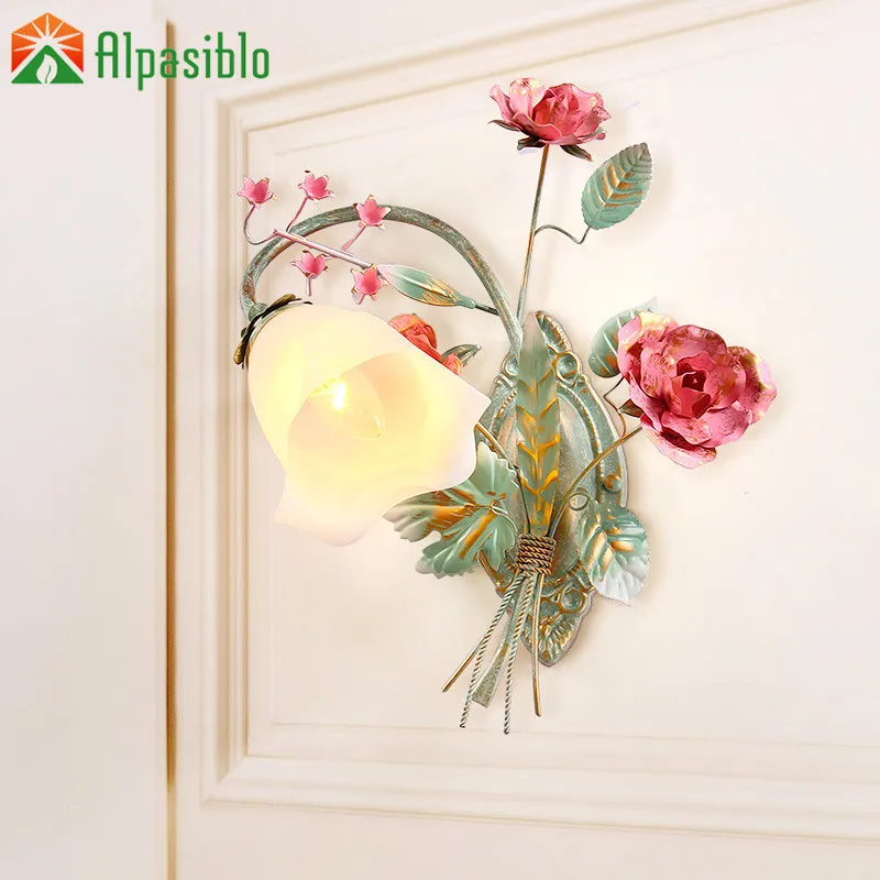 Industri Lampu Dinding Bunga Lampu Logam Wall Sconce Samping Tempat Tidur Retro Dinding Lampu Lampu untuk Kamar Tidur Ruang Tamu Hotel Pencahayaan