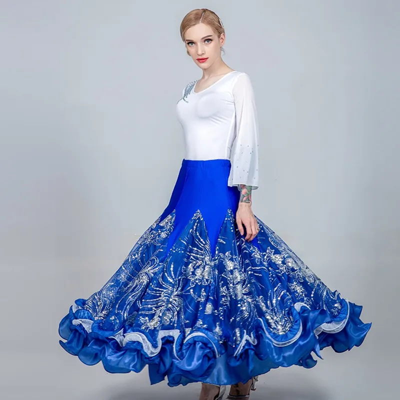 D ecorative Design Waltz Standard Skirt For Dancing Women Ballroom Dance Skirts Flamenco Dance Top  Stage Spanish Dance Costume