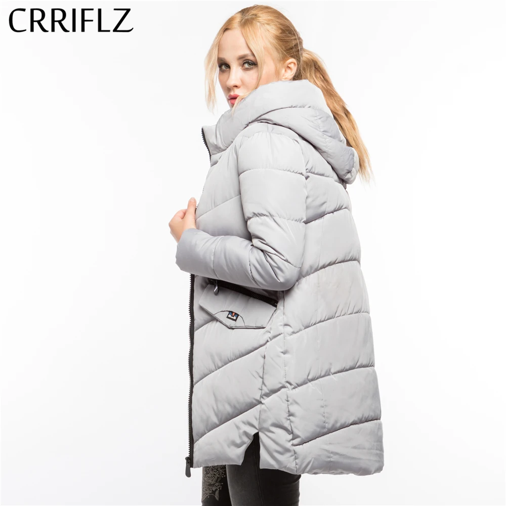 CRRIFLZ Winter Clearance Fashion Warm Winter Jacket Women Hooded Coat Down Parkas Female Outerwear High Quality