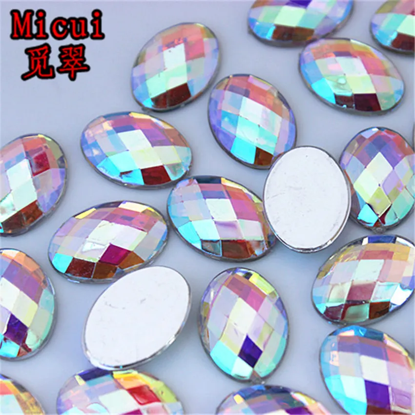 50PCS 13*18mm Oval Shape Acrylic Rhinestones Glue On Flatback Crystal Stones Strass For DIY Crafts Jewelry Making MC724