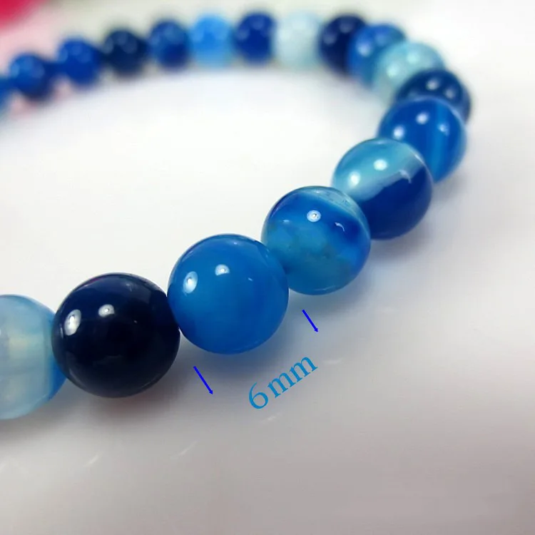 Fashion Unisex 6-8-10-12mm Beads Natural Onyx Bracelet for Women Elegant Blue Beads Men Bracelets Bangles