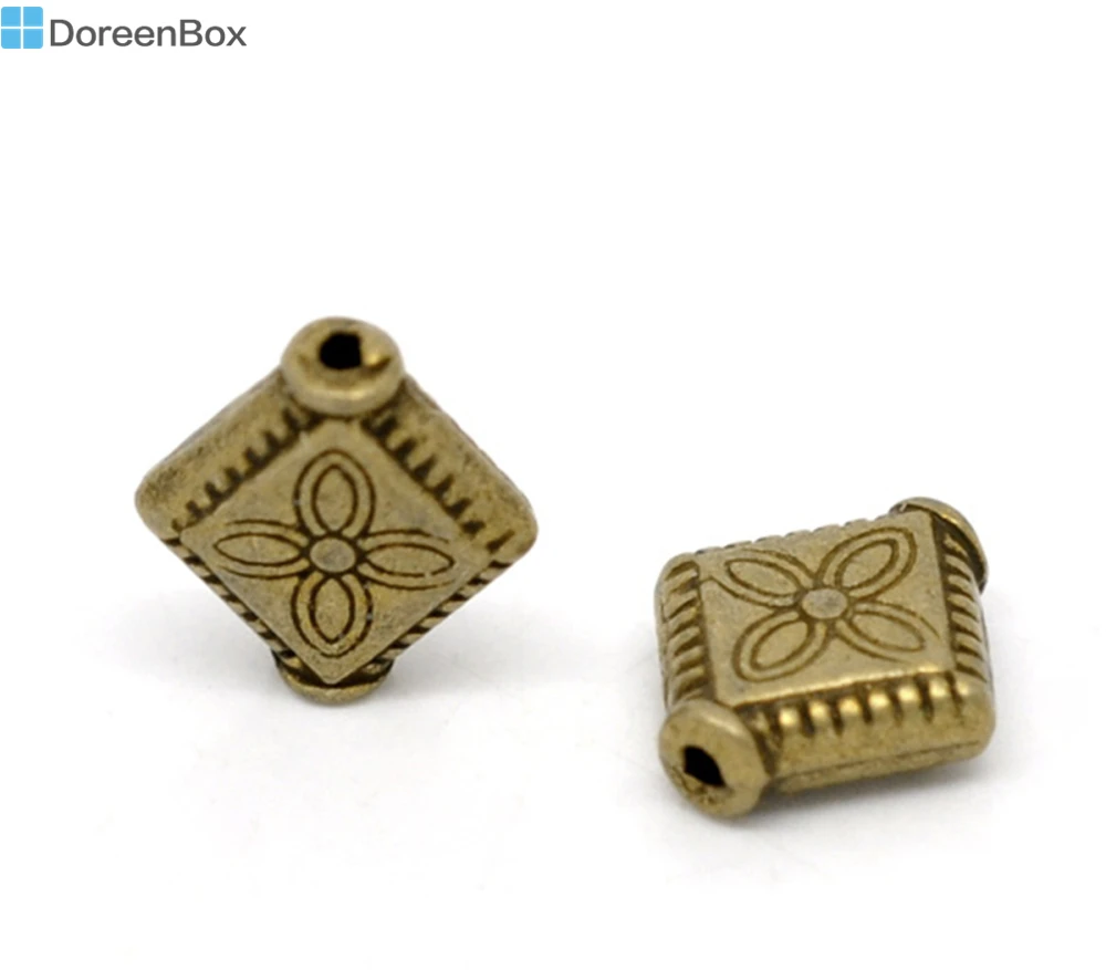 Doreen Box hot-  100 Bronze Tone Flower Rhombus Spacer Beads 10x9mm (B14587)