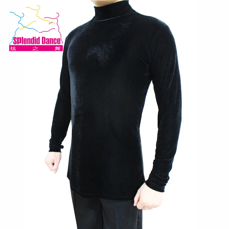 

fashion new polo shirt sleeve slim velvet Latin dance warm clothes for men free shipping hot sale
