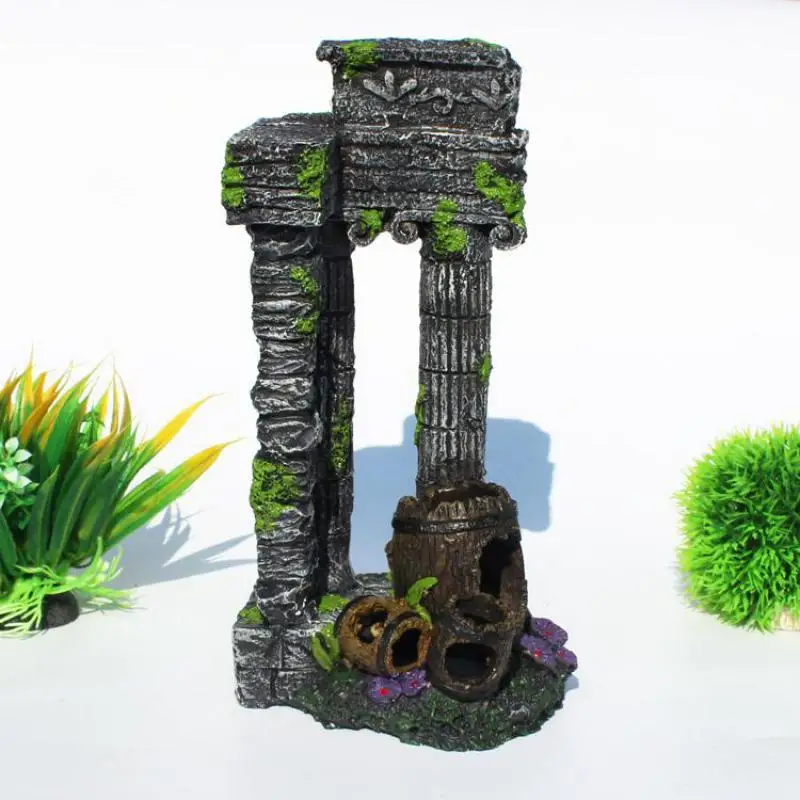 New Aquarium Roman Column Decoration With 3 Barels Fish Tank Ornaments Stock Rock Cave For Fish Shrimp Hiding