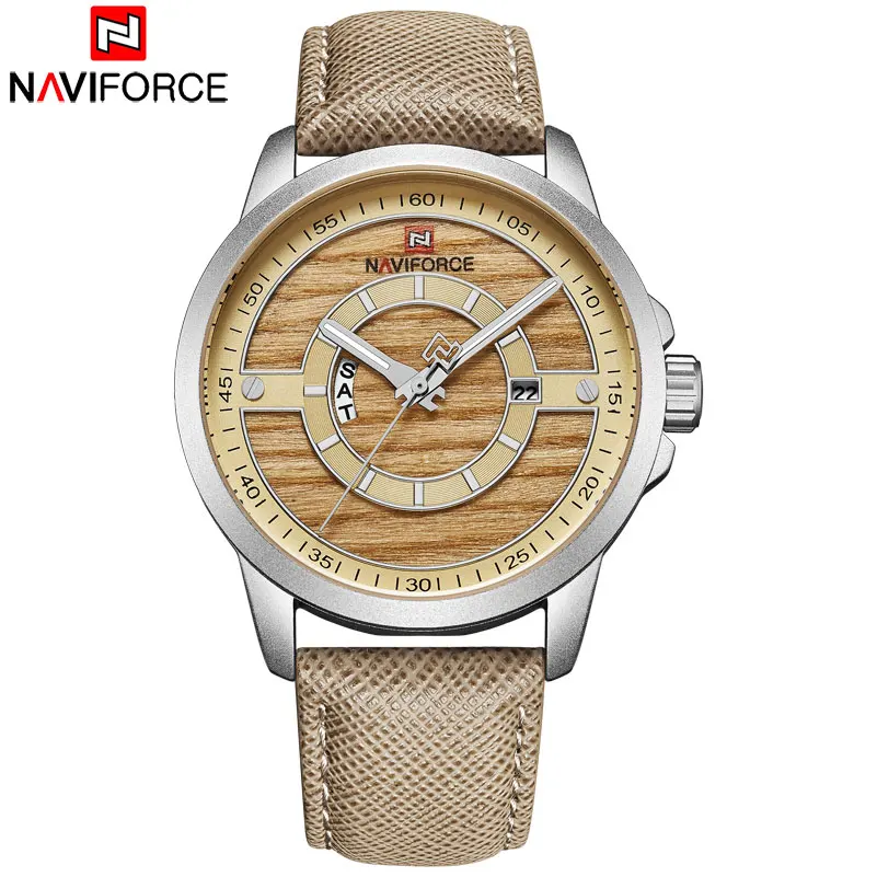 NAVIFORCE Brand Mens Military Sport Watches Men Army Camouflage Quartz Watch Leather Waterproof Calendar Clock Relogio Masculino