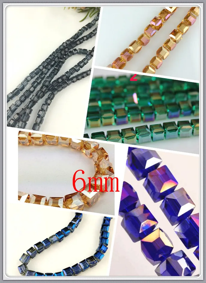 

New Fashion Square Crystal Glass Beads Wholesale ! 500pcs/lot 6MM Cube Crystal Necklace Craft DIY Beads For Jewelry Making