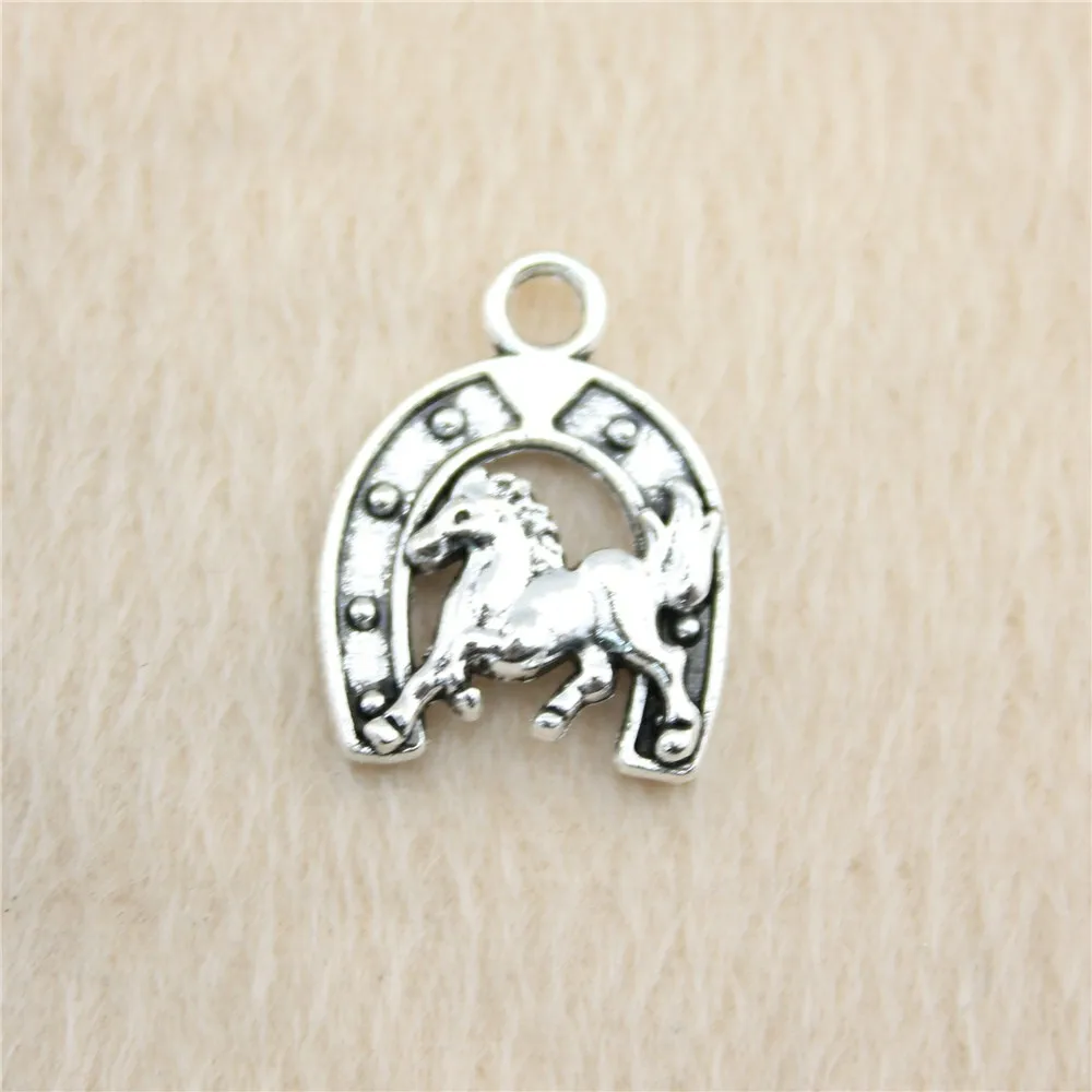 

35pcs/lot 23*17mm ancient silver Horseshoe Horse charm Pendants DIY jewelry for bracelet necklace earring