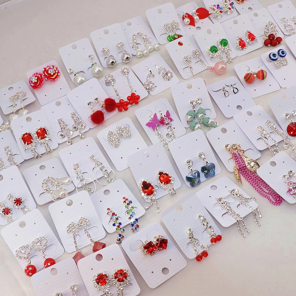 Wholesale 30pairs/Lots Mix Style Cute Crystal Clip Earrings For Women Party Gift Jewlery