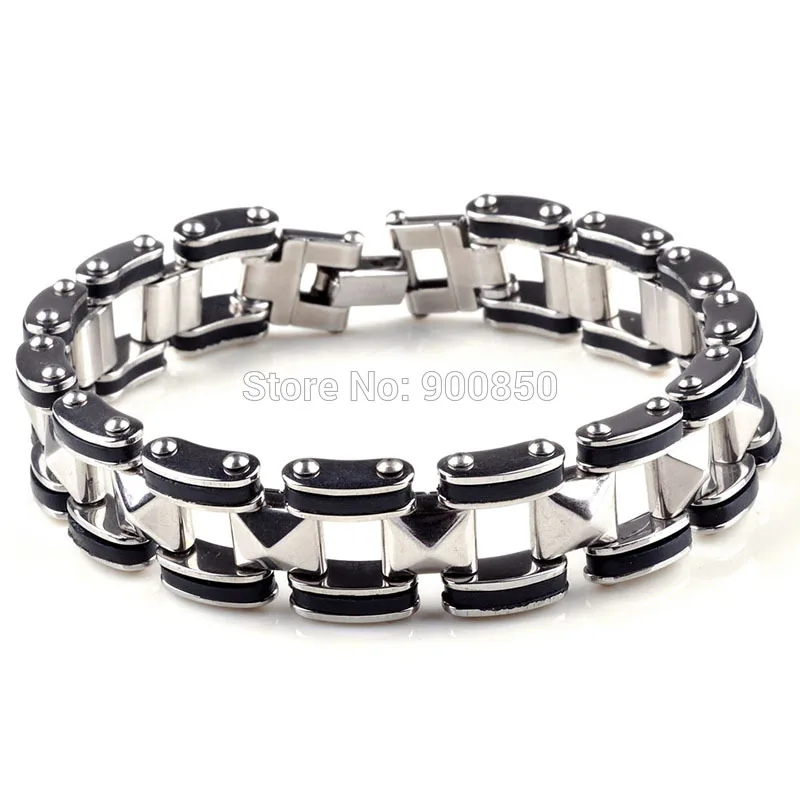 New Design Link Chain Bracelets 316L Stainless steel Bracelet Wristband 20.5-22cm Punk Silicone Men Bangle Cuff Fashion Jewlery