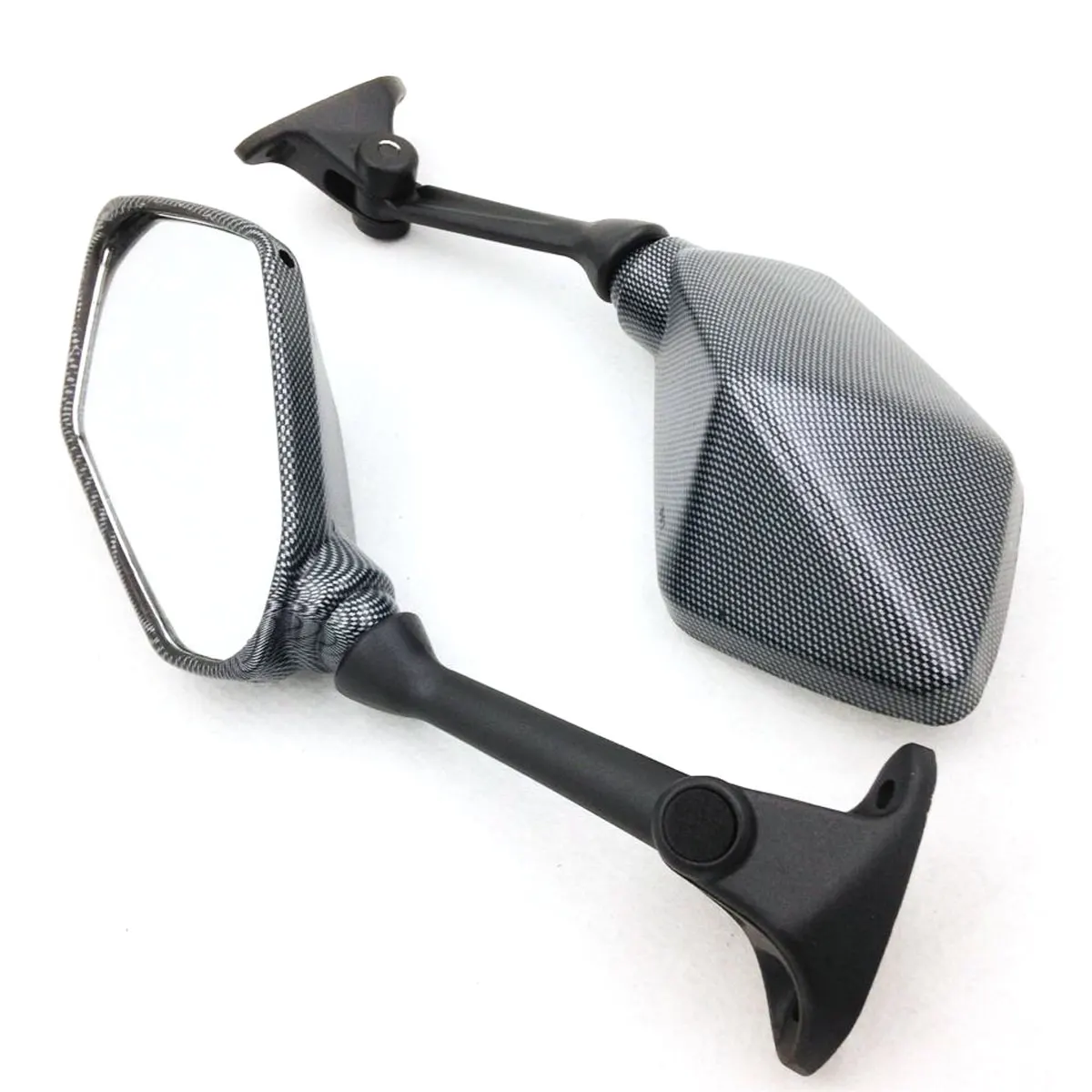 Motorcycle Side Rearview Mirrors For 2009-2012 10 11 Kawasaki NINJA ZX6R ZX636 2010 2011 Black / Carbon