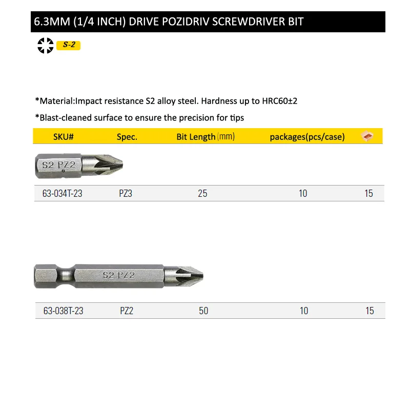 Stanley 10pcs 1/4 hexagon shank screwdriver bits PZ3 PZ2 bit screw driver kit 25mm 50mm precision head S2 alloy steel
